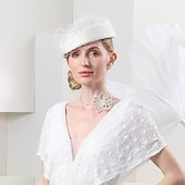 preiswerte Faszinationen-Hüte Sinamay Scheibenhut Pillbox-Hut Schleierhut Cocktail Abendgesellschaft Elegant Britisch Mit Schleife Tüll Kopfschmuck Kopfbedeckung