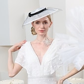 abordables Fascinadores-Sombreros de tul de fibra, sombrero de platillo, sombrero de copa, sombrero de velo, fiesta de noche, carrera de caballos, elegante, británico, con lazo, tocado