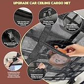 abordables Organizadores para coche-Organizador de red de carga de techo de coche almacenamiento de malla de doble capa capacidad de carga mejorada para coche camión SUV duradero y seguro