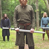 abordables Hauts-Médiéval Renaissance 17ème siècle Chemise Tunique Ren Faire Guerrier Viking Ranger Tir à l&#039;arc Homme Viking Fantaisie Halloween Carnaval Mascarade LARP Adulte Chemise Toutes saisons