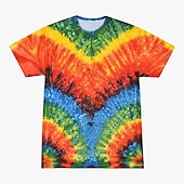 billige Retro grafikk-Disk Tie Dye T-skjorte Animé 3D Graphic Til Par Herre Dame Voksne Maskerade 3D-utskrift Fritid / hverdag