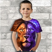 billiga Pojkens 3D-djur-Pojkar 3D Grafisk Djur Panda T-shirt Kortärmad 3D-tryck Sommar Vår Aktiv Sport Mode Polyester Barn 3-12 år Utomhus Ledigt Dagligen Normal