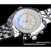 cheap Mechanical Watches-JARAGAR Mechanical Watch for Men Aviator Series Military True Men Sport Automatic Watch Luxury Stainless Steel Mechanical Male Clock Hour Luminous Wristwatch Blue Glass