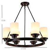 cheap Chandeliers-Modern Farmhouse Chandelier Wagon Wheel Chandelier for Dining Room 3/6/8-Light with Frosted Glass Rustic Hanging Light Fixture