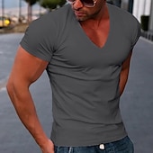 cheap Basic T shirts-Men&#039;s T Shirt Tee Top Short Sleeves V Neck Summer Plain Designer Basic Modern Contemporary Vacation Street Going out Black White Red Top Tee for Men