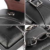 abordables Sacs pour homme-sac à bandoulière multi-poches en cuir pour homme – petit sac messager polyvalent avec bandoulière réglable pour les voyages et l&#039;utilisation quotidienne