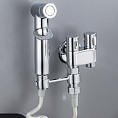 お買い得  ビデ用蛇口-バスルームハンドヘルドシャワービデシャッタフスプレーウォールマウント、トイレハンドヘルドビデシャワースプレー壁掛けおむつ入浴ペット女性衛生クリーニング