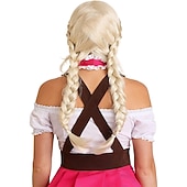  Oktoberfest-Bier-Cosplay-Perücken, lustige Kostüme, bayerische blonde Zopfperücke, blonde Damenperücke für Oktoberfest-Kostüm, Standard