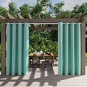 billiga Vattentäta gardiner-2 paneler utomhusgardiner vattentäta för inomhusbröllop uteplats tjock avskildhet grommet gardiner för bröllop sovrum, vardagsrum, veranda, pergola, cabana