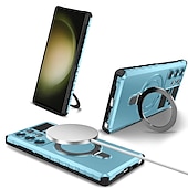 cheap Samsung Cases-Phone Case For Samsung Galaxy S24 S23 S22 S21 S20 Ultra Plus FE Note 20 Ultra S25 Ultra Back Cover Magnetic Adsorption With Magsafe with Stand Holder Support Wireless Charging TPU PC