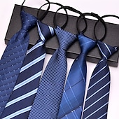 abordables Cravates &amp; noeuds papillons-Homme Cravates Zip cravate Hommes Cravates Cravate à glissière Ajustable Noeud Pois Plein Rayé Mariage Fête d&#039;anniversaire