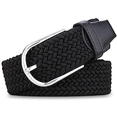 billige Belter til herrer-unisex flettede belter moteriktig enkel strikket spenne belte svart hvit lerret legering vanlig utendørs sport ideell gave