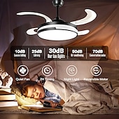 baratos Candeeiros Ventoinhas de Teto-Ventilador de teto com luzes 147&quot; led regulável 3 cores 6 velocidades cronometrando lâminas reversíveis com controle remoto, lustre de ventilador doméstico, ventilador de teto de montagem embutida de