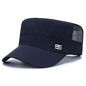 cheap Men&#039;s Hats-Men&#039;s Military Cap Cadet Hat Black Deep Blue Polyester Travel Beach Outdoor Vacation Plain Adjustable Sunscreen Breathable