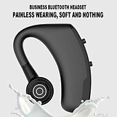 お買い得  ワイヤレスヘッドホン-1PC ワイヤレスBluetoothビジネスヘッドフォン マイク付き ボイスコントロール ハンズフリーイヤフォン ステレオノイズキャンセリング イヤーフックBluetoothヘッドセット スマートフォン用