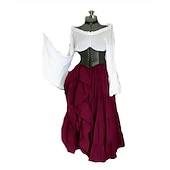 cheap Dresses-Medieval Ankle Length Dress Corset Movie / TV Theme Costumes Viking Outlander Fancy Dress Women&#039;s Celtic Pirate Fantasy Halloween Carnival Masquerade Party &amp; Evening LARP Ren Faire Teen Adults&#039; Dress