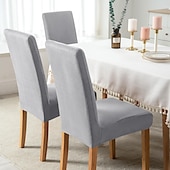 economico Fodera per sedia da pranzo-Coprisedia da pranzo 2 pezzi, coprisedia elasticizzato in velluto bordeaux, coprisedia lavabile in spandex con protezione inferiore elastica, motivo floreale in stile fattoria per sala da pranzo,