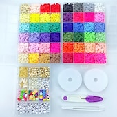 preiswerte Perlenherstellungsset-12000 Stück Tonperlen für die Armbandherstellung, Paodey, 48 Farben, 3 Boxen, flache Tonperlen, Heishi-Perlen mit Anhänger-Charm-Set und elastischen Schnüren für die Schmuckherstellung, Armbänder, Halsketten, Geschenksets