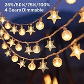 abordables Lumières de cordes solaires-Guirlande lumineuse solaire d&#039;extérieur étanche pour réception de mariage, camping, 5 m, 10 m, 20 m, à intensité variable, alimentée par USB/solaire pour tente, décoration de patio