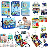 abordables Juguetes educativos-Juguetes Montessori tablero de labores de fieltro bolsa rompecabezas de educación temprana tablero de aprendizaje capacitación Montessori para niños pequeños Materiales de enseñanza Regalo de Navidad