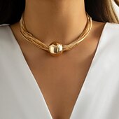 abordables Colliers-Collier Chrome Femme Punk simple Classique Mignon Mariage Rond Colliers Tendance Pour Mariage Soirée