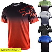 economico Maglie da uomo-Per uomo Manica corta Maglia in discesa Gradiente Lupo Bicicletta Superiore Ciclismo da montagna Cicismo su strada Verde foresta Nero Verde Elastene Poliestere Traspirante Asciugatura rapida