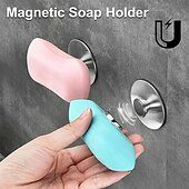 economico organizzatore del bagno-portasapone magnetico autodrenante, portasapone per parete doccia, risparmiatori di sapone in acciaio inossidabile per saponetta, portasapone da cucina / bagno, portasapone facile da pulire per doccia