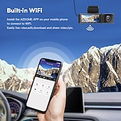 abordables DVR pour voiture-Caméra de tableau de bord azdome m550 3 canaux, caméra de tableau de bord de voiture à trois voies avant intérieur arrière, double canal 4k + 1080p avec vision nocturne gps wifi ir