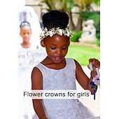 abordables Accessoires de coiffure-guirlande de couronne de fleurs de feuilles - guirlande de cheveux faite à la main couronne de fleurs bandeaux de fleurs réglables pour mariage fête de mariage couronne de feuilles de fleurs (blanc