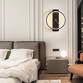 abordables Apliques de pared para interior-Lámpara de pared interior con reloj, lámpara de pared decorativa creativa, diseño de reloj real de 30 cm, accesorio de iluminación montado en la pared de metal para dormitorio, cabecera, pasillo, sala