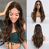 economico Parrucche trendy sintetiche-barbiecore parrucche da film parrucca bionda ombre parrucca ondulata lunga per le donne parrucche ondulate della parte centrale parrucche sintetiche resistenti al calore