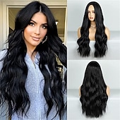 economico Parrucche trendy sintetiche-barbiecore parrucche da film parrucca bionda ombre parrucca ondulata lunga per le donne parrucche ondulate della parte centrale parrucche sintetiche resistenti al calore