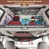 abordables Organizadores para coche-Organizador de red de carga de techo de coche almacenamiento de malla de doble capa capacidad de carga mejorada para coche camión SUV duradero y seguro