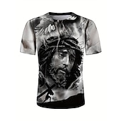 tanie Koszulki z wiarą-Męskie Graficzny Wiara Podkoszulek Krótki rękaw Podkoszulek Druk 3D Półgolf Koszula Zabytkowe Moda Designerskie Na zewnątrz Codzienny Sport czarny / biały Czarny Biały + Czarny Wiosna i lato Odzież S