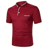 preiswerte Klassisches Poloshirt für Herren-Herren Poloshirt aus Baumwollmischung Golfshirt Straße Lässig Stehkragen Gebänderter Kragen Kurzarm Mode Basic Einfach Klassisch Sommer Normale Passform Marineblau Schwarz Weiß Rot Poloshirt aus