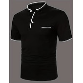 preiswerte Klassisches Poloshirt für Herren-Herren Poloshirt aus Baumwollmischung Golfshirt Straße Lässig Stehkragen Gebänderter Kragen Kurzarm Mode Basic Einfach Klassisch Sommer Normale Passform Marineblau Schwarz Weiß Rot Poloshirt aus