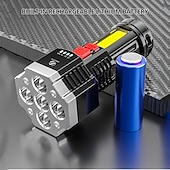 お買い得  戦術的な懐中電灯-ハイパワー 7 LED 懐中電灯トーチ穂軸サイドライトライト屋外照明 USB 充電式防水作業灯強力な集魚灯