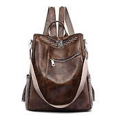 economico Zaini alla moda-zaino multifunzione in pelle da donna - borsa per il ritorno a scuola antifurto di grande capacità in marrone e nero