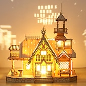levne Skládačky-3D dřevěné puzzle vila dům královský hrad se světelnou montážní hračkou pro dospělé kutily modelové sady stolní dekorace pro dárek