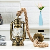 cheap Island Lights-1pc Retro Hemp Rope Chandelier - Old Fashioned Lantern Pendant Light - Oil Rub Bronze Kitchen Island Hanging Light (Bulb Not Included)