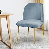 abordables Funda para silla de comedor-Funda para silla de comedor, tapizada en terciopelo elástico, funda para silla de comedor lateral, funda para silla de comedor con respaldo curvo en color burdeos y rojo, fundas para sillas de