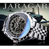 cheap Mechanical Watches-JARAGAR Mechanical Watch for Men Aviator Series Military True Men Sport Automatic Watch Luxury Stainless Steel Mechanical Male Clock Hour Luminous Wristwatch Blue Glass