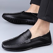 cheap Casual-Men&#039;s White Faux Leather Loafers – Casual Slip-On Driving Shoes for Business &amp; Summer Wear