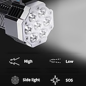 お買い得  戦術的な懐中電灯-ハイパワー 7 LED 懐中電灯トーチ穂軸サイドライトライト屋外照明 USB 充電式防水作業灯強力な集魚灯