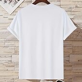 baratos Camiseta gráfica masculina-Homens Letra Estampas Abstratas Camiseta Camisetas gráficas Algodão Manga Curta Gráfico Camisa Preto Branco Azul Camiseta confortável Ao ar livre Rua Roupas de estilistas