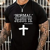 お買い得  メンズグラフィックTシャツ-男性用 レタード グラフィック 十字架 Tシャツ グラフィックTシャツ コットン 半袖 グラフィック シャツ ブラック ホワイト ネイビーブルー 快適なTシャツ アウトドア ストリート ファッションデザイナーの衣類