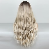 economico Parrucche trendy sintetiche-barbiecore parrucche da film parrucca bionda ombre parrucca ondulata lunga per le donne parrucche ondulate della parte centrale parrucche sintetiche resistenti al calore
