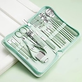 baratos Saúde dos pés-22 pçs profissional cortador de unhas kit de pedicure unhas de aço inoxidável lixas de unhas colher de orelha, kit de higiene para viagens
