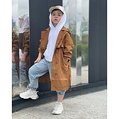 voordelige Bovenkleding-Kinderen Jongens Jas Lange mouw Grijs Khaki Bruin Effen Zak Winter Actief Urheilu 3-13 jaar / Lapwerk