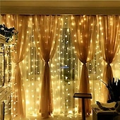abordables Proyector de la lámpara  y proyector láser-Cortina de luces de hadas, cadena de luces, 8 modos con control remoto, luces decorativas para fiestas de Navidad, bodas, alimentadas por USB